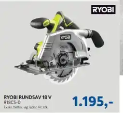 Davidsen RYOBI RUNDSAV 18 V R18CS-0 tilbud