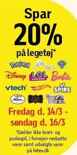 Føtex Spar 20% på legetøj tilbud