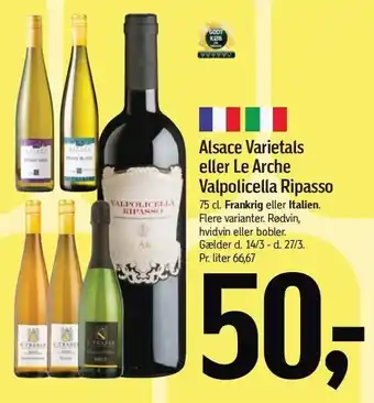 Føtex Alsace Varietals eller Le Arche Valpolicella Ripasso tilbud