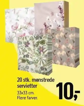 Føtex 20 stk. mønstrede servietter tilbud