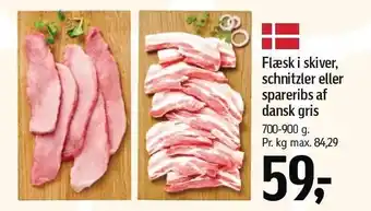 Føtex Flæsk i skiver, schnitzler eller spareribs af dansk gris tilbud