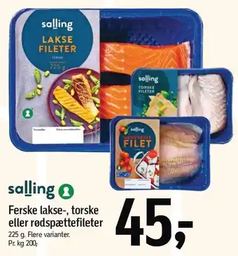 Føtex Salling Ferske lakse-, torske eller rødspættefileter tilbud