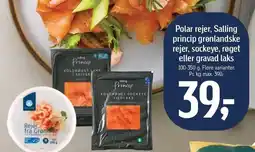 Føtex Polar rejer, Salling princip grønlandske rejer, sockeye, røget eller gravad laks tilbud