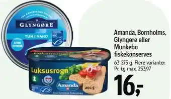 Føtex Amanda, Bornhols, Glyngøre eller Munkebo fiskekonserves tilbud