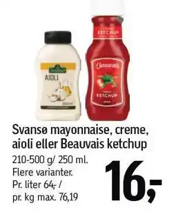 Føtex Svansø mayonnaise, creme, aioli eller Beauvais ketchup tilbud