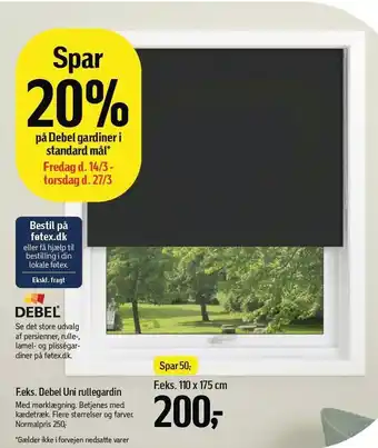 Føtex SPAR 20% på Debel gardiner i standard mål tilbud