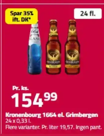 Fleggaard Kronenbourg 1664 el. Grimbergen 24 x 0,33 1. tilbud