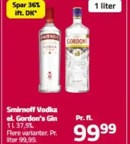 Fleggaard Smirnoff Vodka el. Gordon's Gin 11.37,5% tilbud