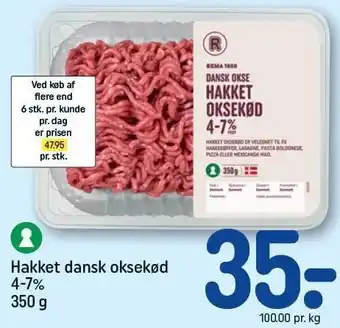 REMA 1000 Hakket dansk oksekød 4-7% tilbud