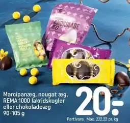 REMA 1000 Marcipanæg, nougat æg, REMA 1000 lakridskugler eller chokoladeæg tilbud