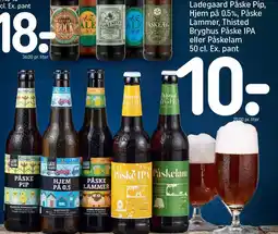 REMA 1000 Ladegaard Påske Pip, Hjem på 0,5%, Påske Lammer, Thisted Bryghus Påske IPA eller Påskelam tilbud