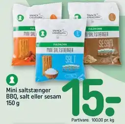 REMA 1000 Mini saltstænger BBQ, salt eller sesam tilbud