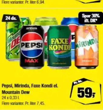 Calle Pepsi, Mirinda, Faxe Kondi el. tilbud