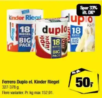 Calle Ferrero Duplo el. Kinder Riegel tilbud