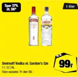 Calle Smirnoff Vodka el. Gordon's Gin 11.37.5%. tilbud