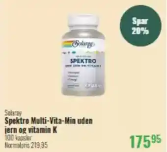 Helsam Solaray Spektro Multi-Vita-Min uden jern og vitamin K 100 kapsler tilbud