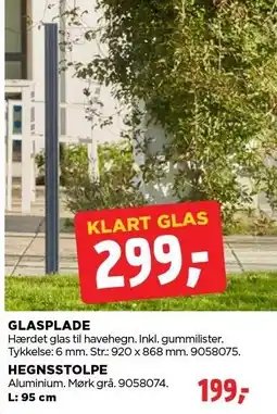 jem & fix GLASPLADE ELLER HEGNSTOLPE tilbud