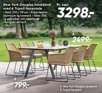 Bilka New York Douglas havebord eller Tripoli havestol tilbud