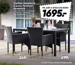 Bilka Carlton havebord eller Fairfield havestol tilbud