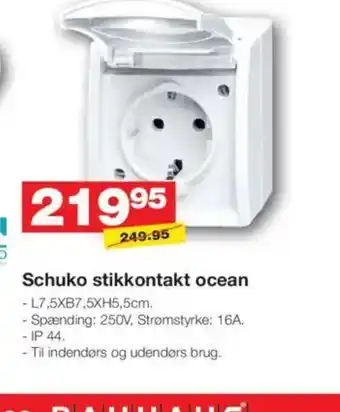 Bauhaus Schuko stikkontakt ocean tilbud