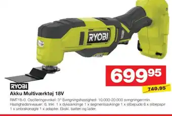 Bauhaus RYOBI Akku Multiværktøj 18V tilbud