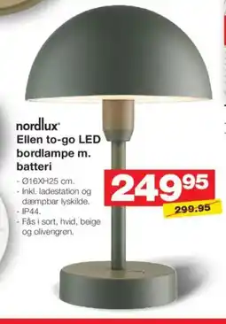 Bauhaus Nordlux® ellen to-go led bordlampe m. batteri tilbud