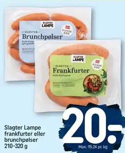 REMA 1000 Slagter Lampe frankfurter eller brunchpølser 210-320 g tilbud