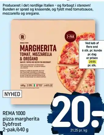 REMA 1000 REMA 1000 pizza margherita 640 g tilbud