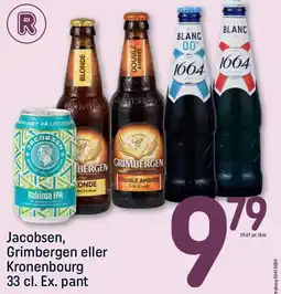 REMA 1000 Jacobsen, Grimbergen eller Kronenbourg 33 cl tilbud