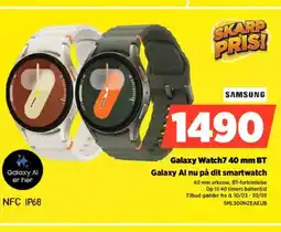 Power Galaxy Watch7 40 mm BT Galaxy Al nu på dit smartwatch tilbud