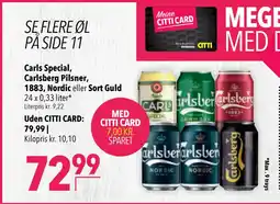 Citti Carls Special, Carlsberg Pilsner, 1883, Nordic eller. Sort Guld tilbud