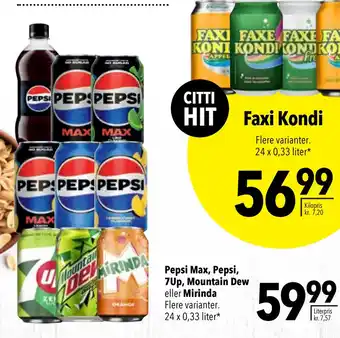 Citti Pepsi Max, Pepsi, 7Up, Mountain Dew eller Mirinda tilbud