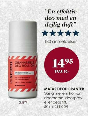 Matas Matas deodoranter tilbud