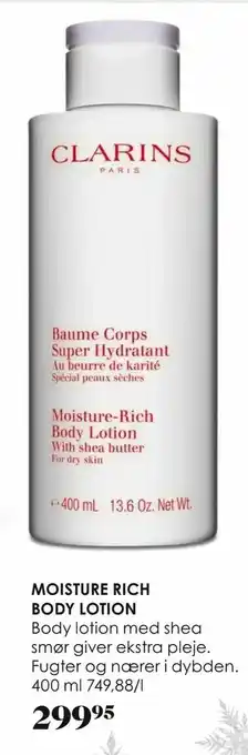 Moisture rich body lotion