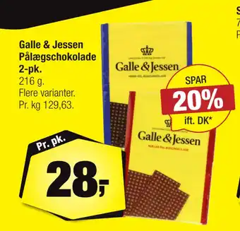 Calle Galle & Jessen Pålægschokolade 2-pk tilbud