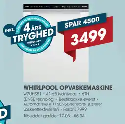 Punkt1 WHIRLPOOL OPVASKEMASKINE tilbud