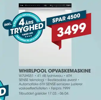 Punkt1 WHIRLPOOL OPVASKEMASKINE tilbud