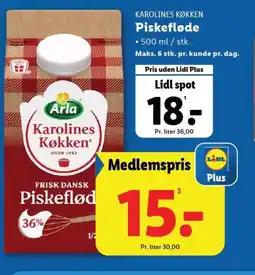 Lidl ARLA Karolines køkken Piskeflød tilbud