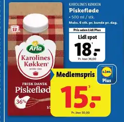 Lidl ARLA Karolines Køkken Piskeflød tilbud