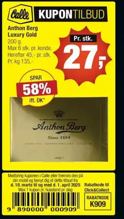 Calle Anthon Berg Luxury Gold tilbud