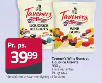 Fleggaard Tavener's Wine Gums el. Liquorice Allsorts tilbud