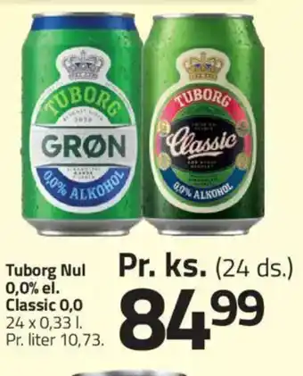 Fleggaard Tuborg 0,0% el. Classic 0,0 tilbud