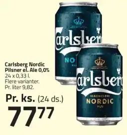 Fleggaard Carlsberg Nordic Pilsner el. Ale 0,0% tilbud