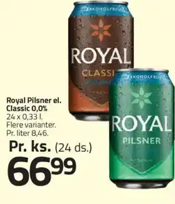 Fleggaard ROYAL Pilsner el. Classic 0,0% tilbud