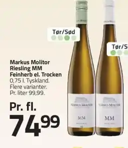 Fleggaard Markus Molitor Riesling MM Feinherb el. Trocken tilbud