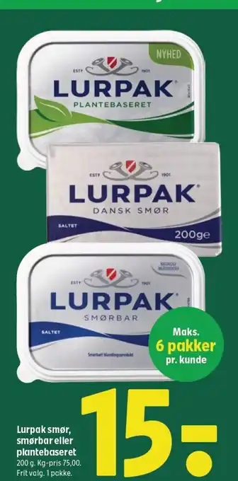 Coop 365 Lurpak smør, smørbar eller plantebaseret tilbud