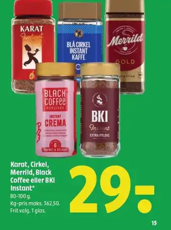 Coop 365 Karat, Cirkel, Merrild, Black Coffee eller BKI tilbud