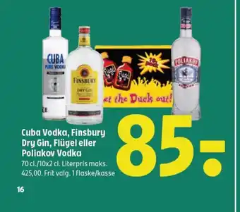 Coop 365 Cuba Vodka, Finsbury Dry Gin, Flügel eller Poliakov Vodka tilbud