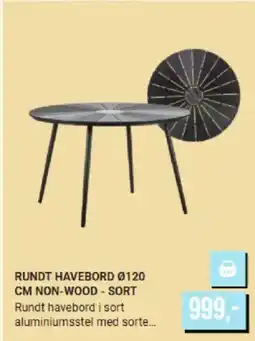 Harald Nyborg RUNDT HAVEBORD 0120 CM NON-WOOD - SORT tilbud