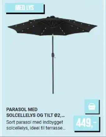 Harald Nyborg PARASOL MED SOLCELLELYS OG TILT 02 tilbud